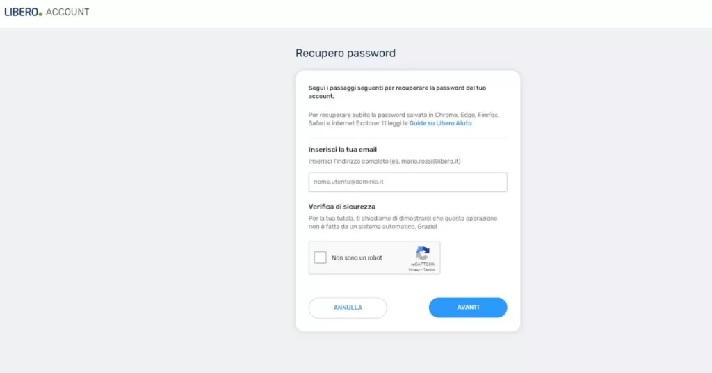 Come Recuperare la Password di Libero Mail